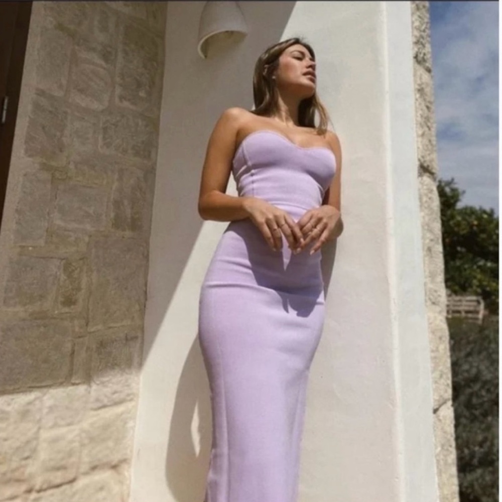 Zara M Lavender Lilac Strapless Sweetheart Corset Dress